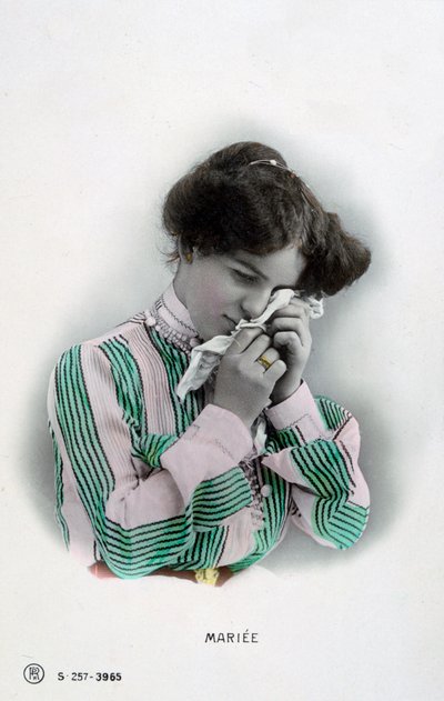 Verheiratet, französische Vintage-Postkarte, um 1900 von Unbekannt