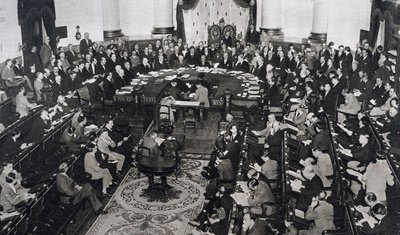 Treffen des Völkerbundes am 10.06.1929 im Senatspalast in Madrid, Spanien von Unbekannt