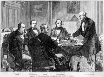 Treffen der Schiedsrichter zu den Alabama-Ansprüchen, Genf, Schweiz, um 1865-1870 von Unbekannt