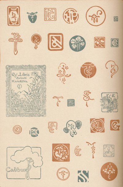 Monogramme und Zeichen, ca. 1890, 1905 von Unbekannt