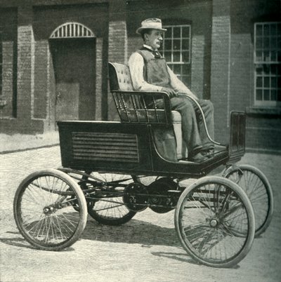 Automobil mit der neuen Speicherbatterie ausgestattet, 1902 von Unbekannt