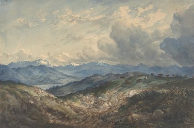 Gebirgige Landschaft mit herannahendem Gewitter, 19. Jahrhundert von Unbekannt