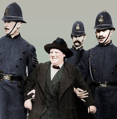 Mrs. Flora Drummond, verhaftet im Hyde Park, London, 1914, 1935 von Unbekannt