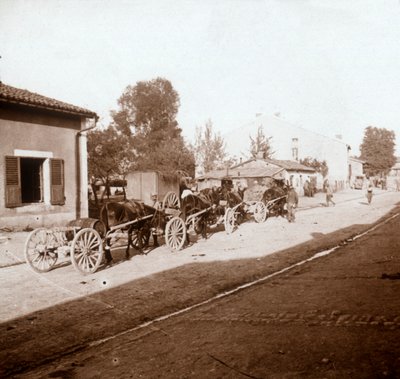 Maultierwagen mit Vorräten, Verdun, Nordfrankreich, ca. 1914-1918 von Unbekannt