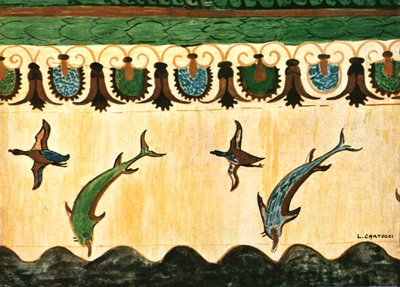 Wandfries im Grab der Löwinnen Tomba delle Leonesse, Tarquinia, Italien, 1928 von Unbekannt