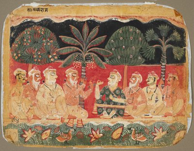 Nanda und die Ältesten, Seite aus einem Bhagavata Purana, um 1525 von Unbekannt