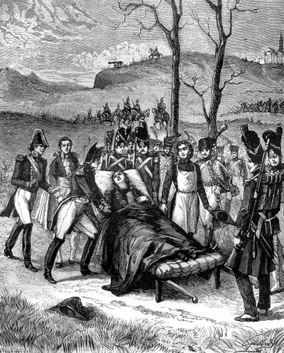 Napoleon rannte auf Duroc zu, der noch lebte von Unbekannt