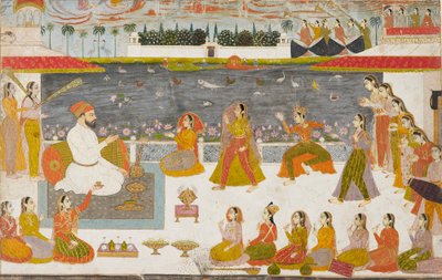 Nawab und Damen beobachten einen Nautch auf einer Terrasse, 1760 von Unbekannt