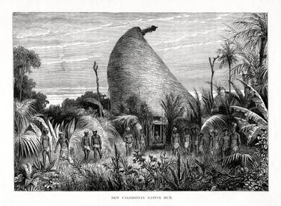 Einheimische Hütte in Neukaledonien, Südwestpazifik, 1877 von Unbekannt