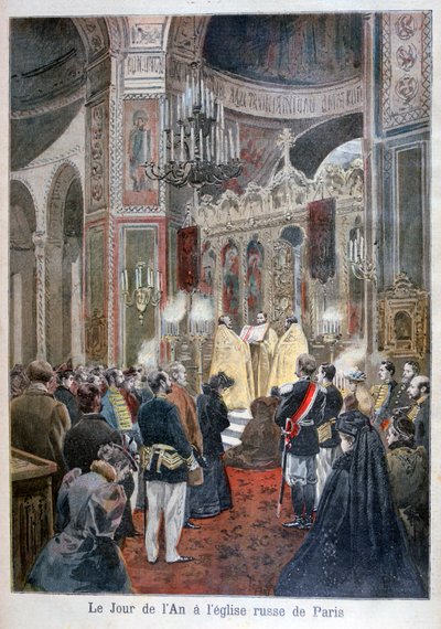 Neujahrstag in der russischen Kirche in Paris, 1894 von Unbekannt