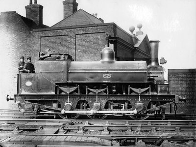 North Staffordshire 0-6-0 Dampflokomotive mit Lokführer und Heizer auf der Plattform, 19. Jahrhundert von Unbekannt