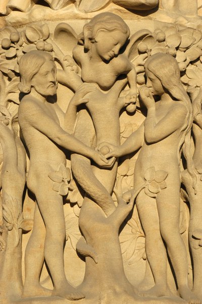 Notre-Dame-de-Paris-Kathedrale Skulptur: Adam und Eva, Paris, Frankreich von Unbekannt