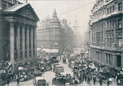 Vor dem Mansion House, City of London, 9 Uhr, ca. 1901 von Unbekannt