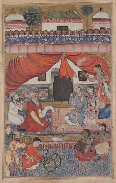 Seite aus den Geschichten eines Papageis Tuti-nama: Dreiunddreißigste Nacht: Vorbereitung zur Hochzeit..., ca. 156 von Unbekannt