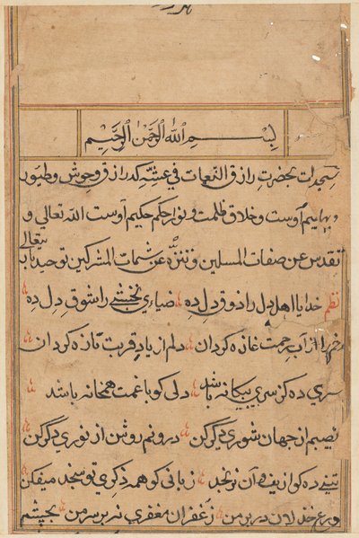 Seite aus Geschichten eines Papageis Tuti-nama: Textseite, ca. 1560 von Unbekannt