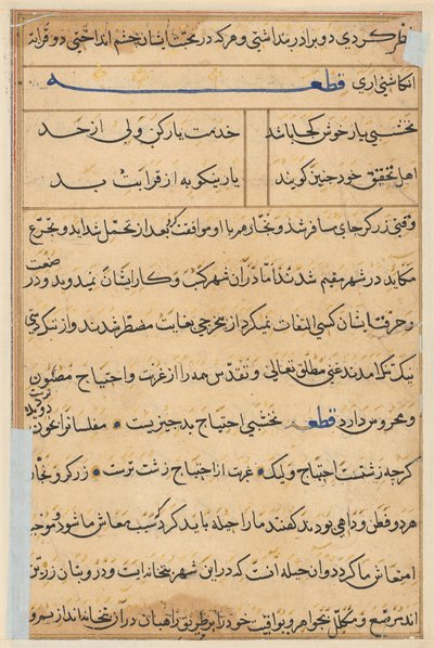Seite aus Geschichten eines Papageis Tuti-nama: Textseite, ca. 1560 von Unbekannt