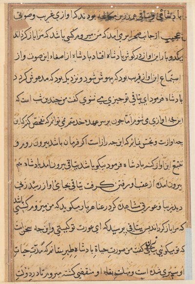 Seite aus Geschichten eines Papageis Tuti-nama: Textseite, ca. 1560 von Unbekannt