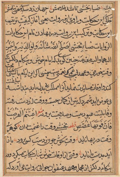 Seite aus Geschichten eines Papageis Tuti-nama: Textseite, ca. 1560 von Unbekannt