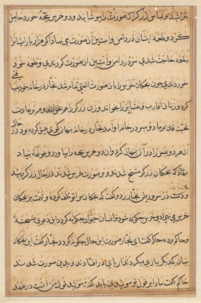Seite aus den Geschichten eines Papageis Tuti-nama: Textseite, ca. 1560 von Unbekannt