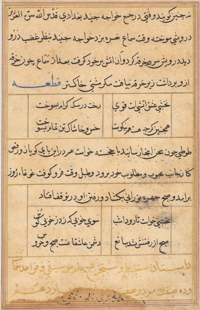 Seite aus Geschichten eines Papageis Tuti-nama: Textseite, ca. 1560 von Unbekannt