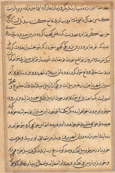 Seite aus Geschichten eines Papageis Tuti-nama: Textseite, ca. 1560 von Unbekannt