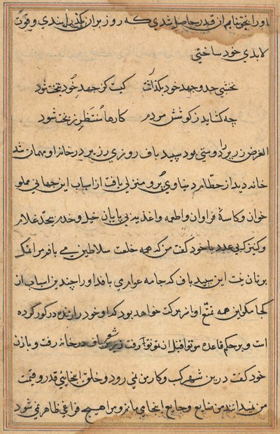 Seite aus den Geschichten eines Papageis Tuti-nama: Textseite, ca. 1560 von Unbekannt