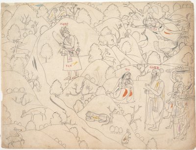 Seite aus einer verstreuten Ramayana Geschichte von Rama (erstes Viertel des 19. Jahrhunderts) von Unbekannt