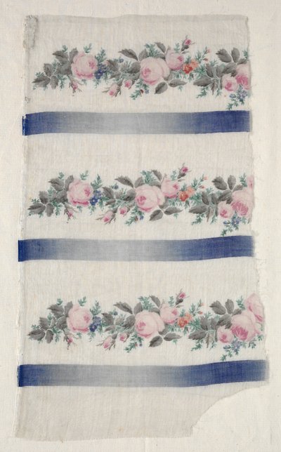 Bemalter Organdy-Streifen, Mitte 1800er von Unbekannt