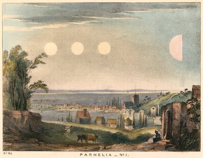 Parhelia Scheinsonnen ohne Halos, beobachtet in England im Jahr 1698, 1845 von Unbekannt