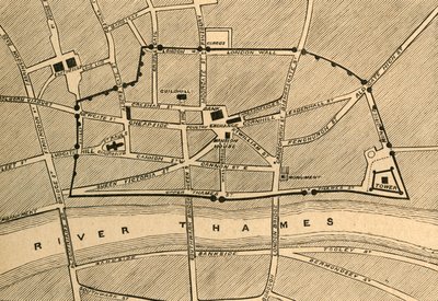 Teil des modernen Londons, der die alte Mauer zeigt, 1897 von Unbekannt