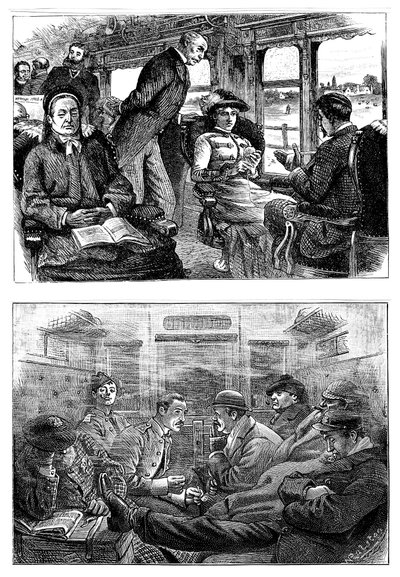 Passagiere in einem Zug von London nach Glasgow, 1884 von Unbekannt