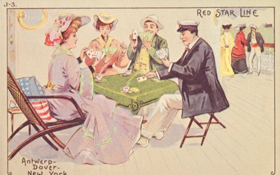 Passagiere spielen Karten auf dem Deck eines Red Star Liners, 1907 von Unbekannt