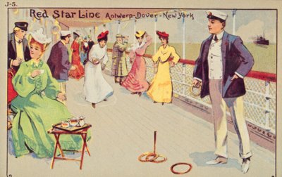 Peg-Quoits an Bord eines Passagierschiffs der Red Star Line, 1907 von Unbekannt