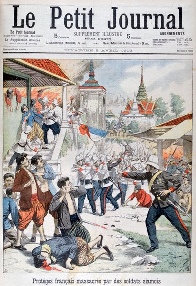 Menschen unter französischem Schutz, massakriert von siamesischen Soldaten, Siam, 1903 von Unbekannt
