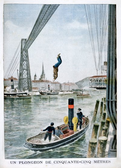 Person stürzt 55 Meter von Portside, Rouen, 1901 von Unbekannt