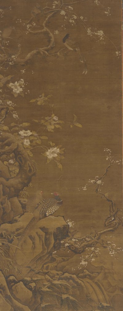 Fasane und schneebedeckte Pflaumenblüten, Ming- oder Qing-Dynastie, 15.-18. Jahrhundert von Unbekannt