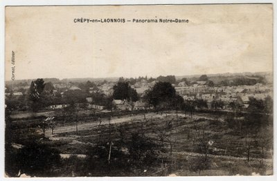 Picardie, Aisne (02), Crepy in Laonnois (Crepy-en-Laonnois): Panorama von Notre-Dame - Postkarte Ende 19. Anfang 20. Jahrhundert von Unbekannt