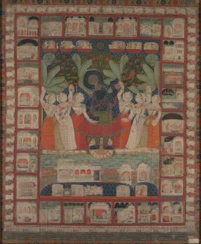 Pichvai-Wandbehang mit der Verehrung von Shri Nathaji, 1825-1850 von Unbekannt