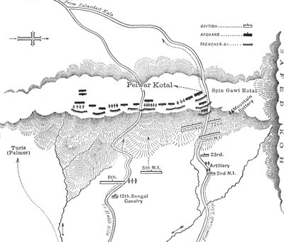Angriffsplan auf Peiwar Kotal, 2. Dezember 1878, um 1880 von Unbekannt