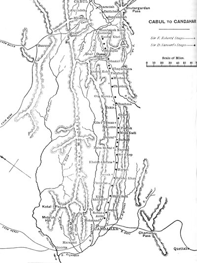 Plan von General Robertss Marsch von Kabul nach Kandahar, ca. 1880 von Unbekannt
