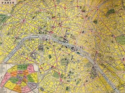 Plan von Paris - Zentrales Viertel der Stadt des Lichts, ca. 1930er Jahre von Unbekannt