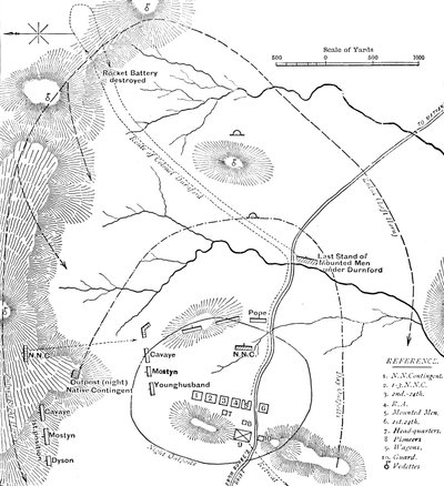 Plan der Schlacht von Isandhlwana, 22. Januar 1879, um 1880 von Unbekannt
