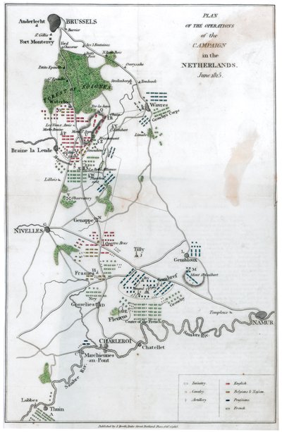 Plan der Operation der Kampagne in den Niederlanden, Juni 1815, 1816 von Unbekannt