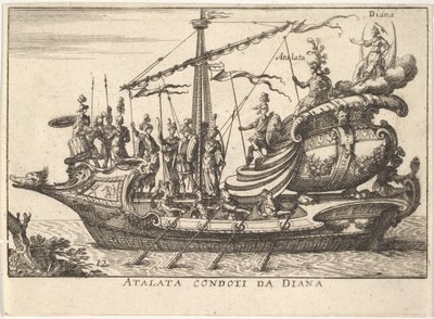 Tafel 12: Atalanta geführt von Diana, begleitet von Kriegern, 1664 von Unbekannt