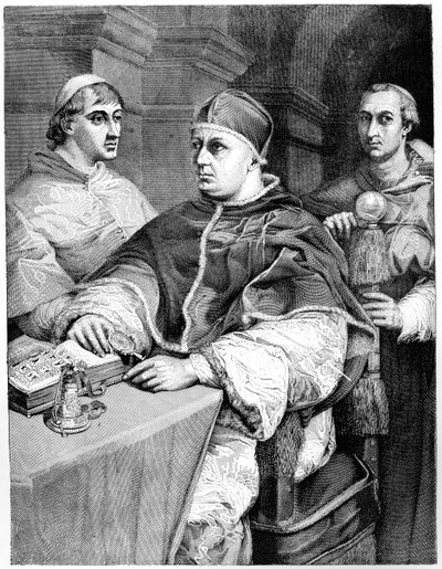 Papst Leo X., Giulio de Medici der zukünftige Papst Clemens VII. und Kardinal de Rossi, 1882 von Unbekannt