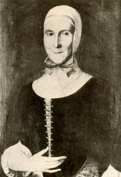 Porträt von Mrs. Elisabeth Boehler in der Herrnhuter Siedlung, Pennsylvania, 1787, 1937 von Unbekannt