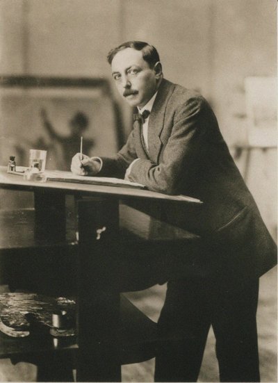 Porträt von Thomas Theodor Heine in seinem Atelier, ca. 1913 von Unbekannt