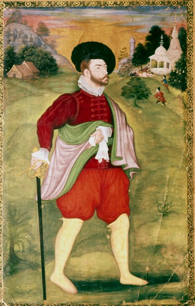 Porträt eines Europäers, Mughal-Schule, Akbar-Periode, spätes 16. Jahrhundert von Unbekannt