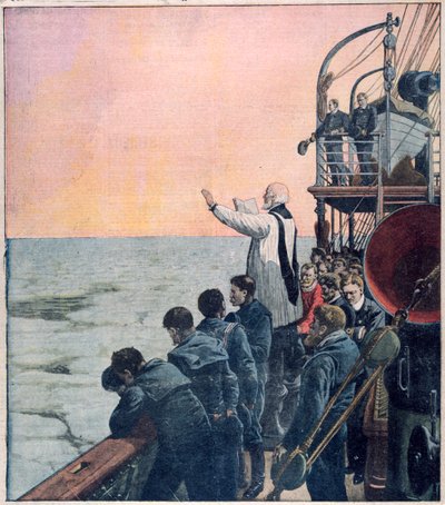Gebete an der Stelle des Untergangs der Titanic, 1912 von Unbekannt