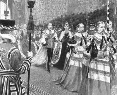 Prinzessin Alexandra...bei der Eröffnung des ersten Parlaments von König Edward VII. von Unbekannt